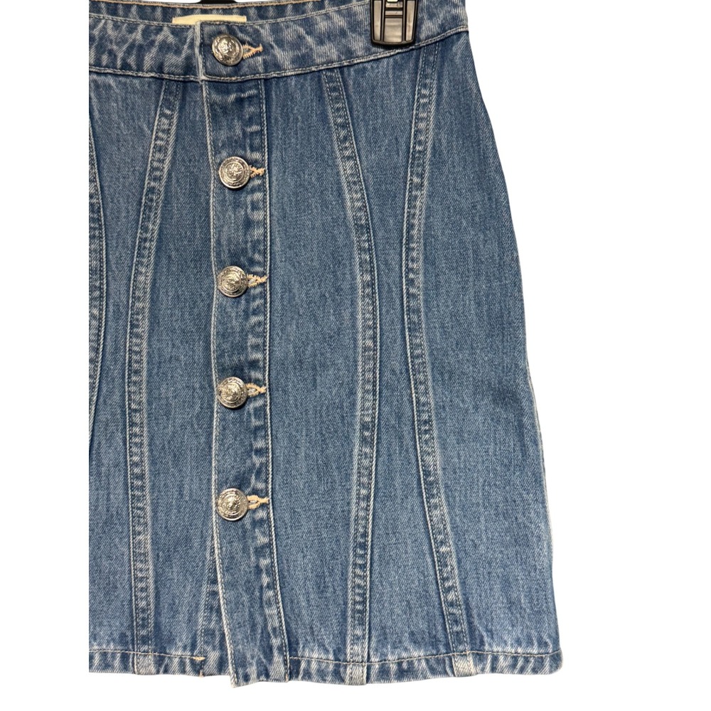 L'AGENCE Denim Button Front A Line Mini Skirt Size‎ 22 (XXS) Blue Wash $265 NWOT - Picture 3 of 8